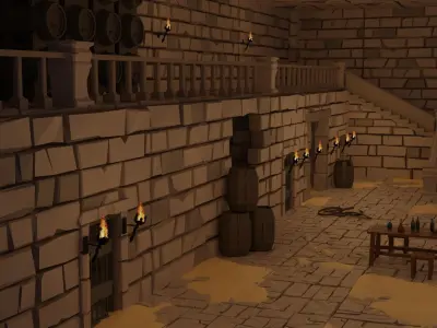 Dungeon tile set Low-poly 3D model