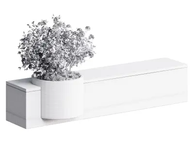 Bench with Plants - Urban Furniture 07 3D model