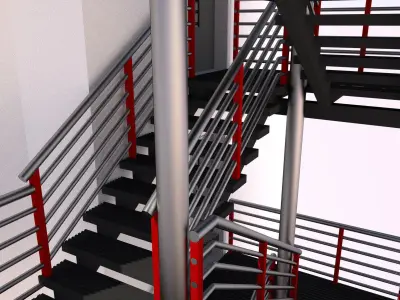 Fire escape metal stairs 3D model