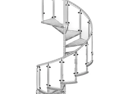 Wooden Spiral Stairs 4 3D model