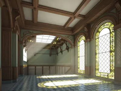 Classical Courtyard with Staircase 3D model