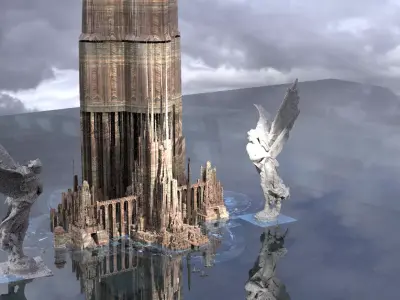 Heavens Tower with Angels 3D model