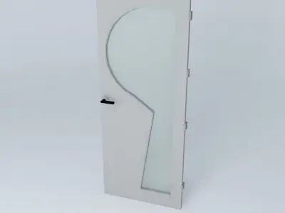 Letter P 3D door very detail with glass lock and hinger Free 3D model