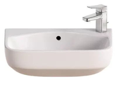 Wall Mounted Ceramic Bathroom Sink with Chrome Faucet 3D model