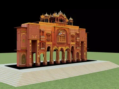 Patrika Gate Jaipur 3D Model  Indian Monument Low-poly 3D model