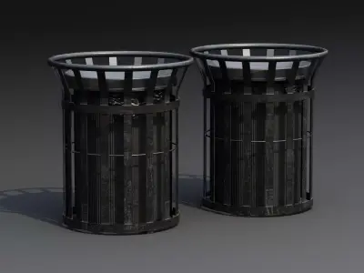 Street Trash Bin 01b Low-poly 3D model