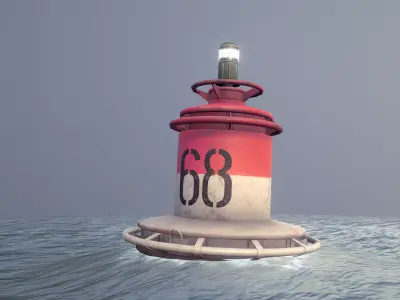 Buoy River RB-4-02 Right Drift Mark Low-poly 3D model