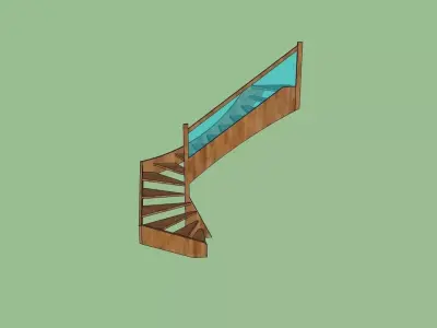 3dtrepe100 spiral staircase with glass top Free low-poly 3D model