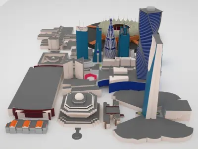 Riyadh City Landmark Buildings 3D Models Low-poly 3D model