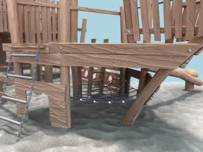 Playground Wood Ship Low-poly 3D model