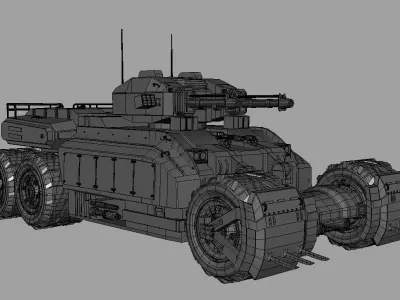 Sci-fi Tank Low-poly 3D model