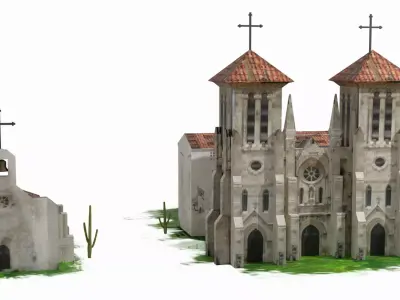 Spanish Cathedral and Church Low-poly 3D model