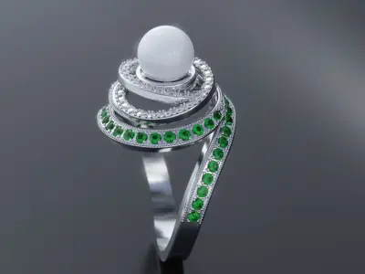 Spiral ring with stones 3D print model