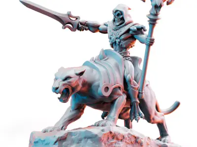Skeletor on Panthro Masters of the Universe 32mm Pre-supported 3D print model