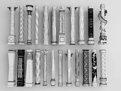 Chinese style pillars 3D model