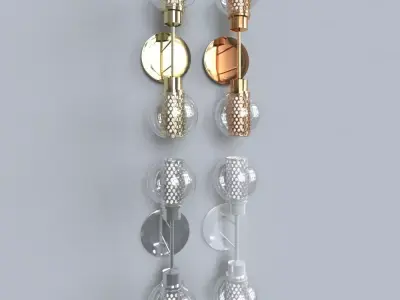 light 3 pair of gold and silver earrings 3D model