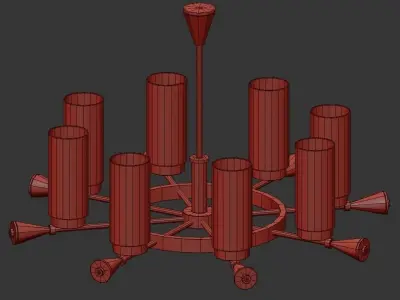 NERIUT modern chandelier with brass and glass shades 3D model