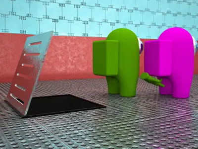 Among us 3d full scene modeling on cafeteria 3D model