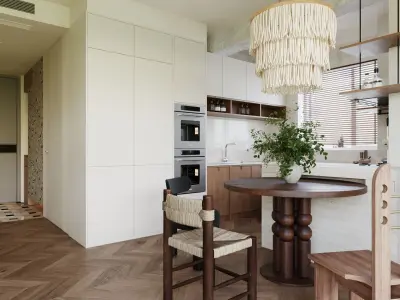 Insta Style Living Room With Kitchen 3D model