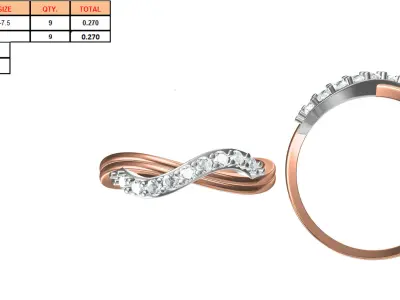 Light Weight Wedding Engagement Women Ring STL JCD Details 3D print model 21