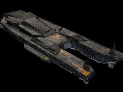 Spaceship fleet 3D asset pack Low-poly 3D model