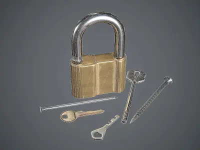 Lock with keys Low-poly 3D model