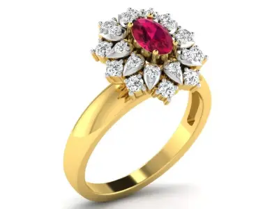 Light Weight Yellow Gold Diamond Ring DR-6818 3D print model