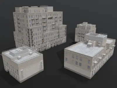 City Buildings Low-poly 3D model