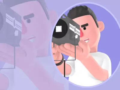 Stylized 3D Male Photographer Adjusting Lighting - Cartoon 3D model