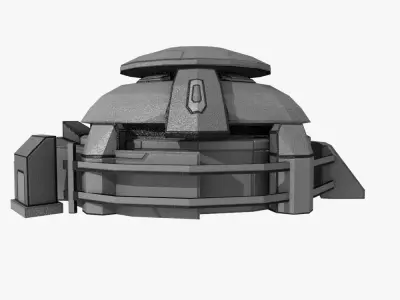 Low-poly Sci-fi Bunker Building Low-poly 3D model