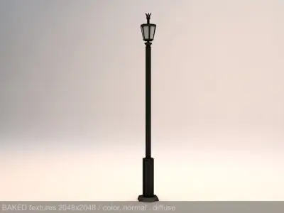 Elegant Antic Street Light Low Poly Low-poly 3D model