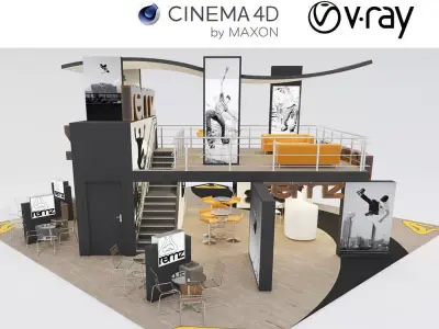 VRay - C4D scene files - Exhibition stand Interior 3D model 3D model