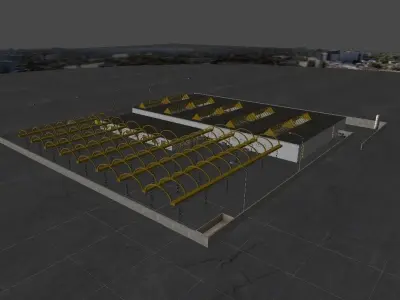 Supermarket roof of building Low-poly 3D model