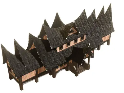 Rumah Adat Gadang Sumatera Barat Low-poly 3D model