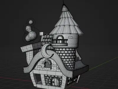 Cartoon Cute Witch or Wizard House Tower 3D model