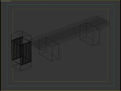 Modern Basic Outdoor Bench with Integrated Trash Bin 3D model