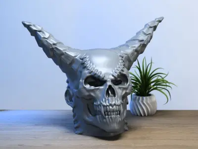 Skull demon headdphone Stand Cyborg Headset Stand 3D print model
