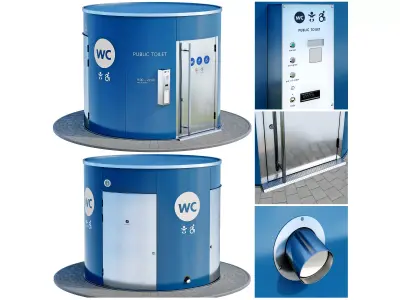 Public toilet round 3D model