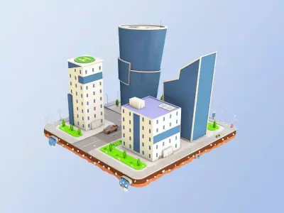 Low Poly Business Center Low-poly 3D model
