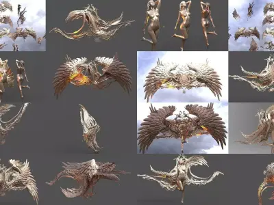 Steampunk Time sculpture collection 3D Model Pack