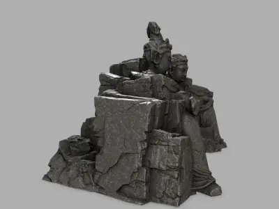 rocks buddha gate Low-poly 3D model