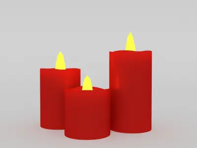Candles candle in shape of heart Low-poly 3D model