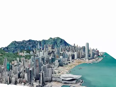 Hong Kong Skyscraper- city Low-poly 3D model