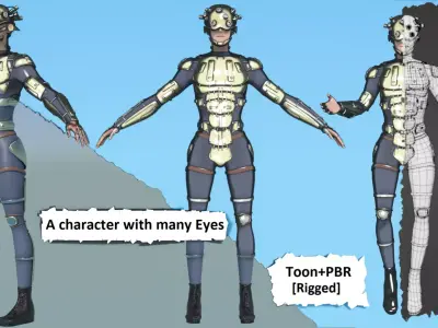 A character with many Eyes Low-poly 3D model