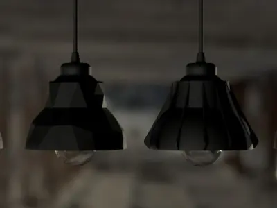 The Hangar Series hanging lamp bundle pack 3D print model