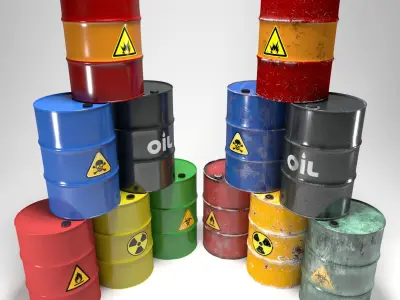 Full Barrels Collection Low-poly 3D model