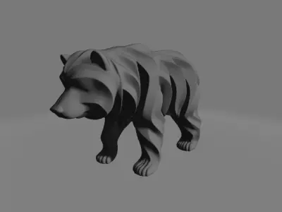 Stylized Layered Bear Sculpture 3D print model
