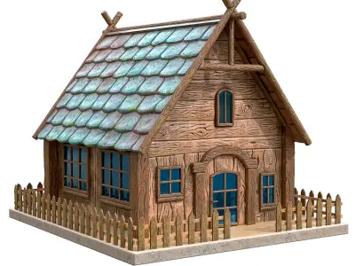 Cartoon House Low-poly 3D model