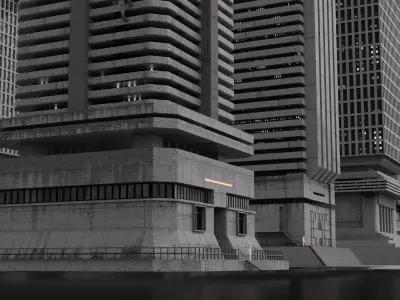 Concrete Brutalism - 3D Building asset 3D model