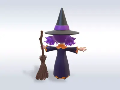 Adorable Witch Halloween Character 3D model buy